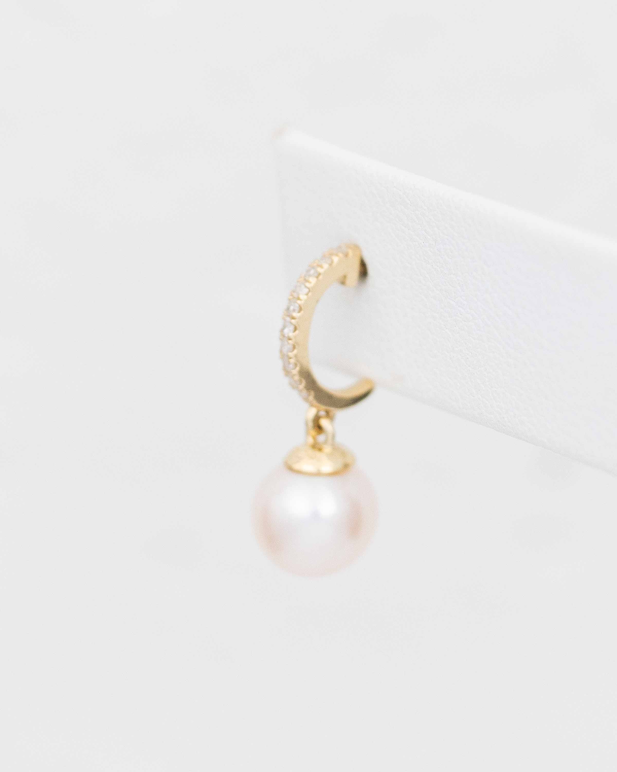 Freshwater Pearl & Diamond 10k Gold Hoop Earrings