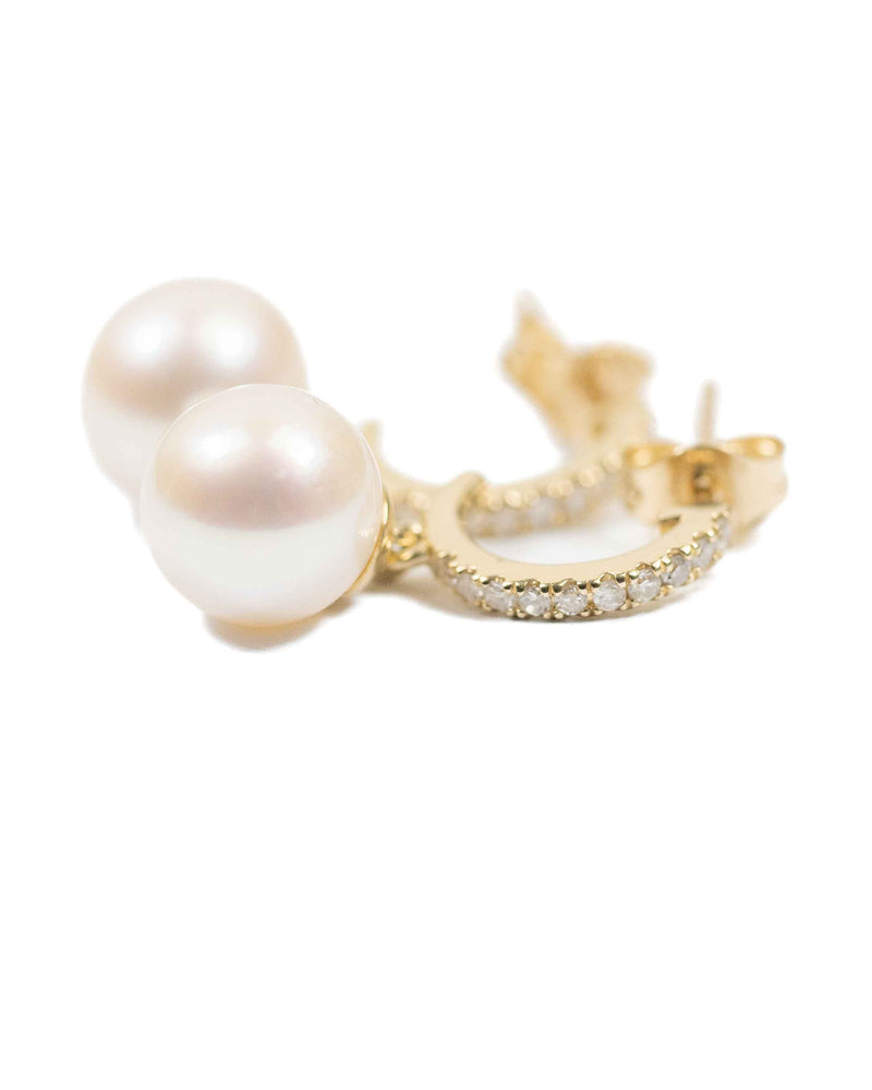 Freshwater Pearl & Diamond 10k Gold Hoop Earrings