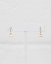 Freshwater Pearl & Diamond 10k Gold Hoop Earrings