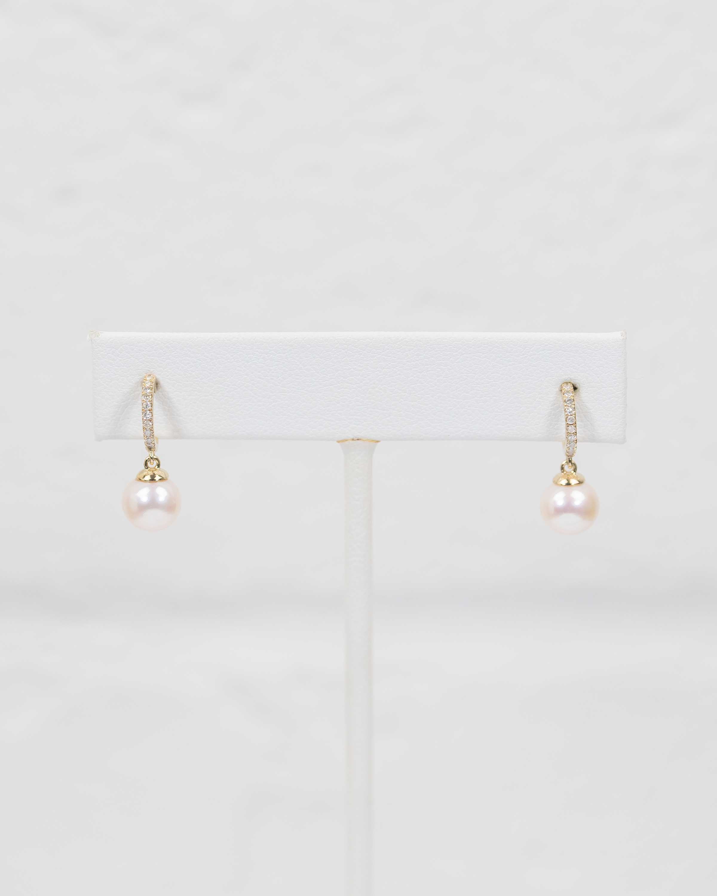 Freshwater Pearl & Diamond 10k Gold Hoop Earrings