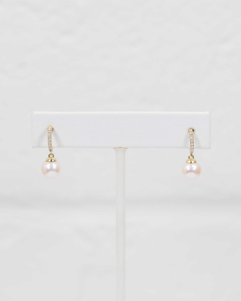 Freshwater Pearl & Diamond 10k Gold Hoop Earrings