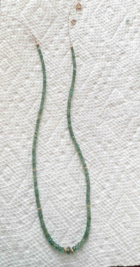 14k Gold Graduated Natural Zambian Emerald Necklace