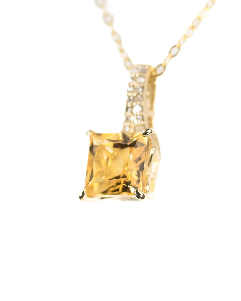 Diamond & Citrine 10k Drop Pendant Necklace