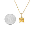 Diamond & Citrine 10k Drop Pendant Necklace