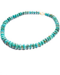 14k Gold & Diamond; Faceted Arizona Sleeping Beauty Turquoise Statement Necklace