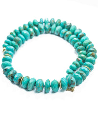 14k Gold & Diamond; Faceted Arizona Sleeping Beauty Turquoise Statement Necklace