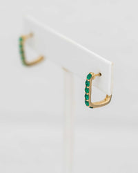 Emerald & 10k Gold Hoop Earrings