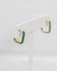 Emerald & 10k Gold Hoop Earrings