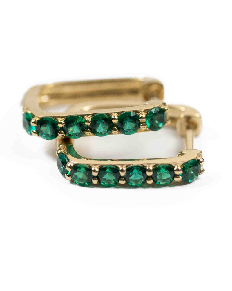 Emerald & 10k Gold Hoop Earrings