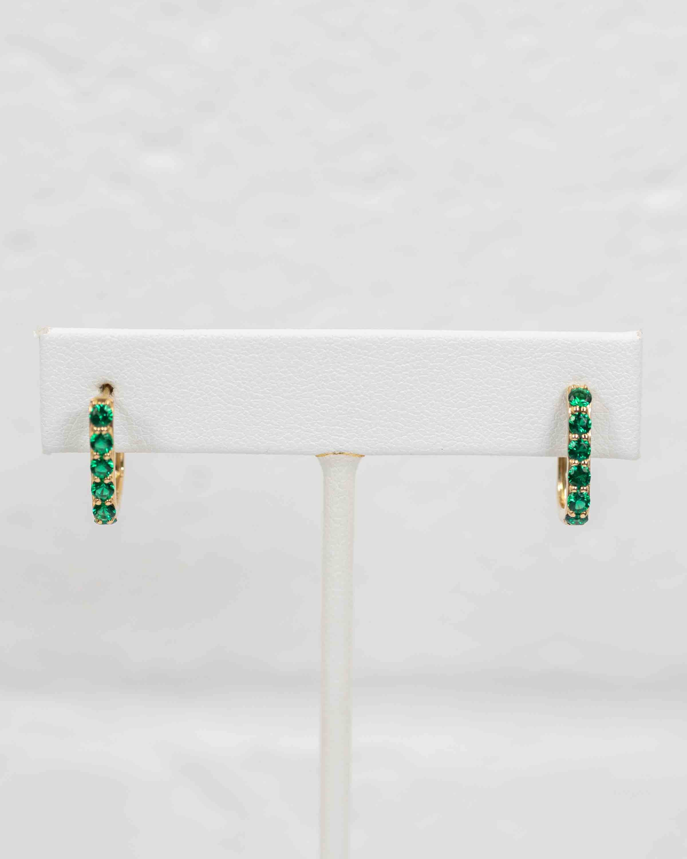 Emerald & 10k Gold Hoop Earrings