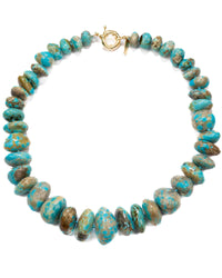 Natural Arizona Kingman Turquoise Chunky Nugget Knotted Statement Necklace