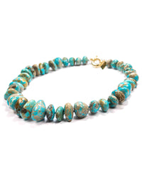 Natural Arizona Kingman Turquoise Chunky Nugget Knotted Statement Necklace