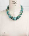 Natural Arizona Kingman Turquoise Chunky Nugget Knotted Statement Necklace