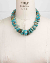 Natural Arizona Kingman Turquoise Chunky Nugget Knotted Statement Necklace