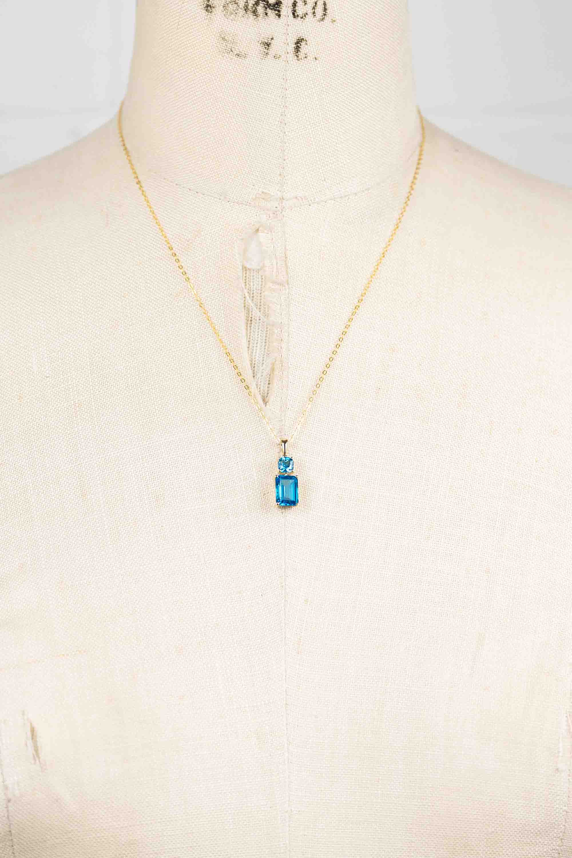 London Blue Topaz & 10k Drop Pendant Necklace