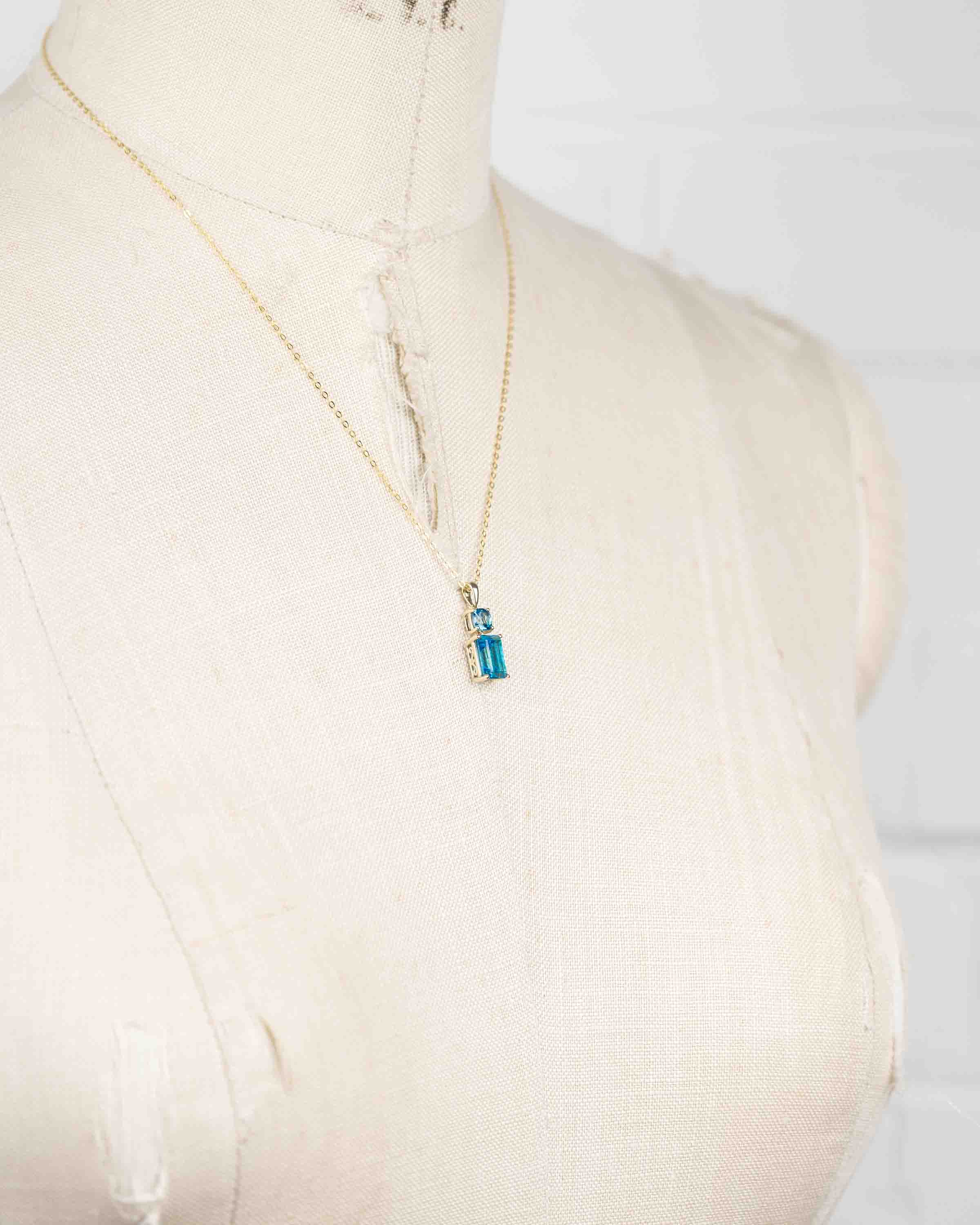 London Blue Topaz & 10k Drop Pendant Necklace