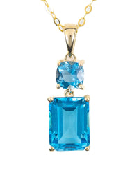 London Blue Topaz & 10k Drop Pendant Necklace