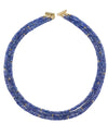 14k Gold Faceted Natural Tanzanite Triple Strand Statement Necklace