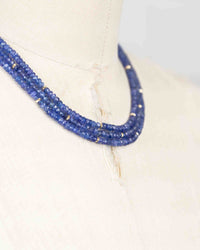 14k Gold Faceted Natural Tanzanite Triple Strand Statement Necklace