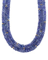 14k Gold Faceted Natural Tanzanite Triple Strand Statement Necklace