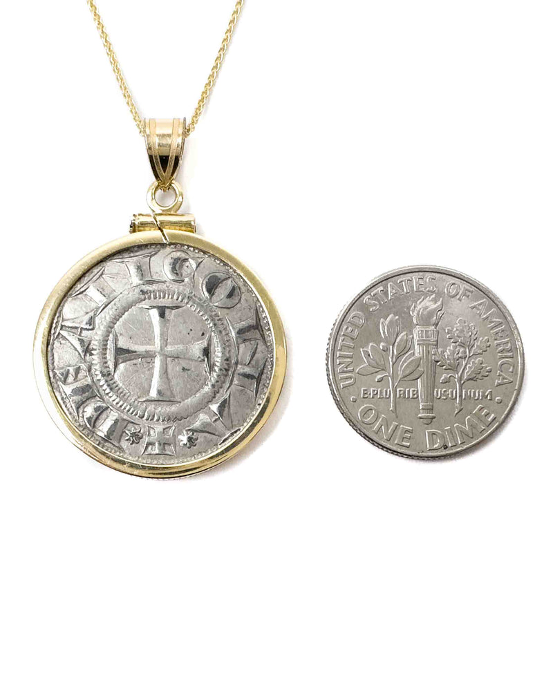 14k Genuine Ancient Italian Coin Necklace (Ancona Grossi; 13th-14th Centuries A.D.)