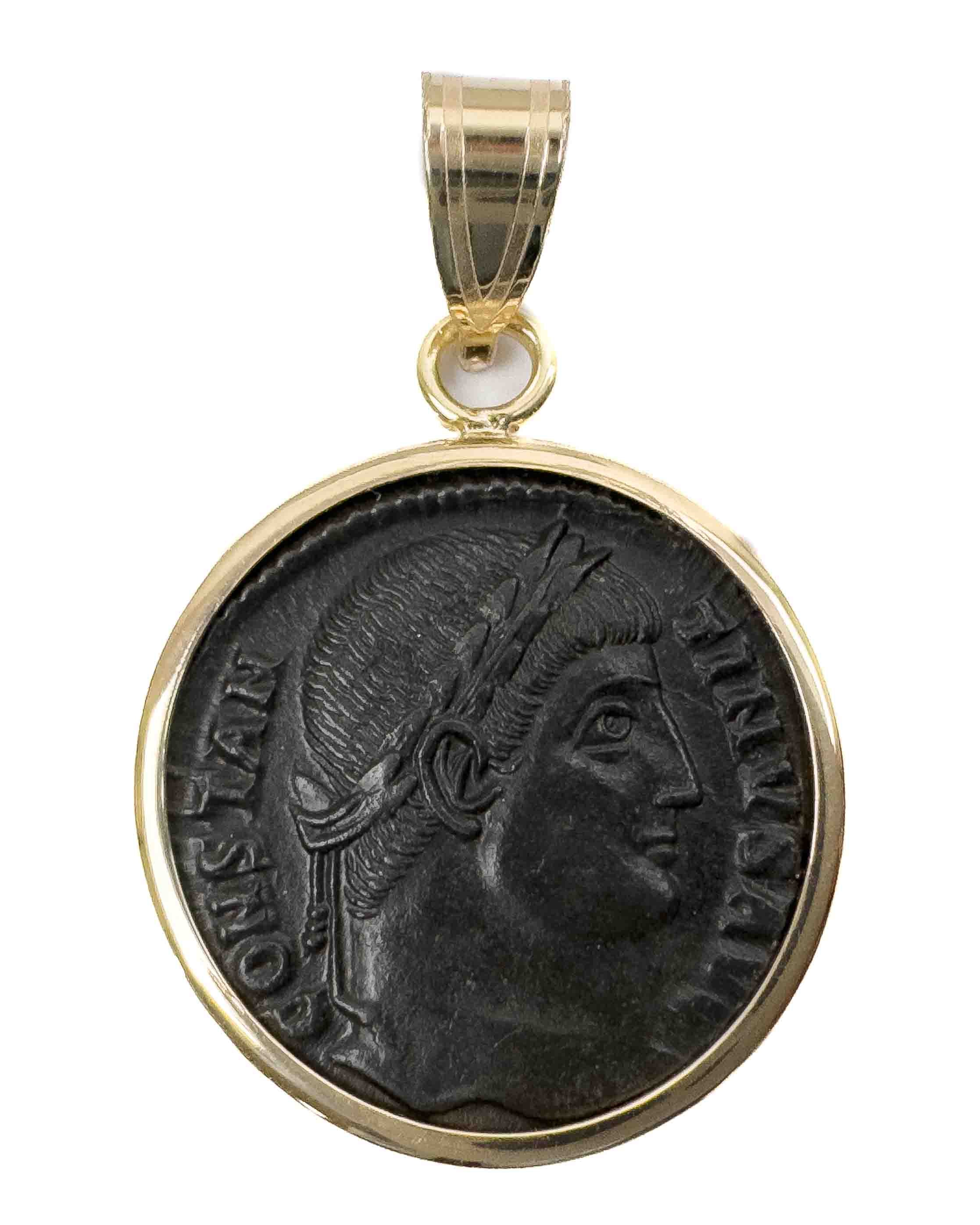 10k Gold Genuine Ancient Roman Coin Pendant (Constantine the Great; 328-329 A.D.)