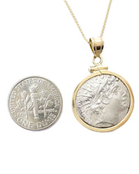 14k Gold Genuine Ancient Greek Coin Necklace (Antiochus VI Dionysos; 144-142 B.C.)