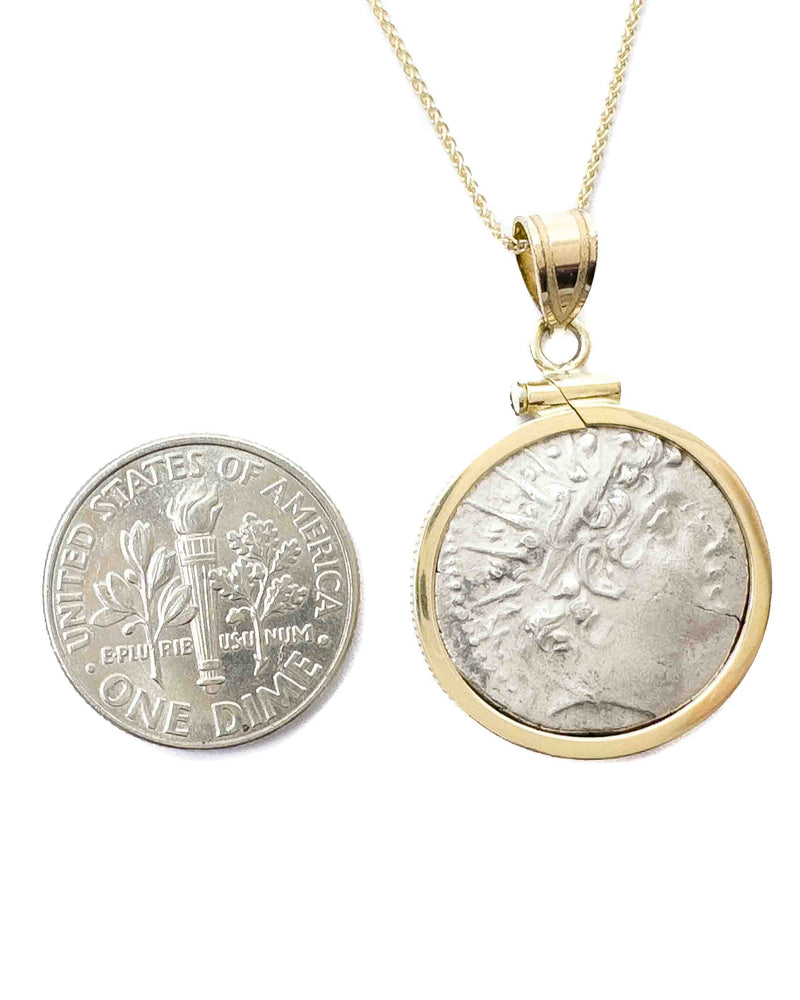 14k Gold Genuine Ancient Greek Coin Necklace (Antiochus VI Dionysos; 144-142 B.C.)