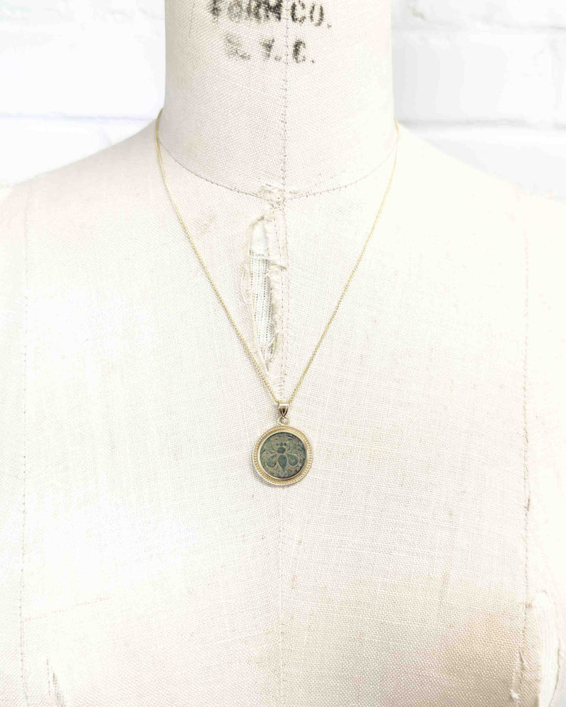 14k Gold Genuine Ancient Greek Coin Necklace (Artemis Bee; 202-133 B.C.)