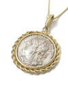 14k Gold Genuine Ancient Greek Coin Necklace (Artemis; 125-90 B.C.)