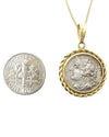 14k Gold Genuine Ancient Greek Coin Necklace (Artemis; 125-90 B.C.)