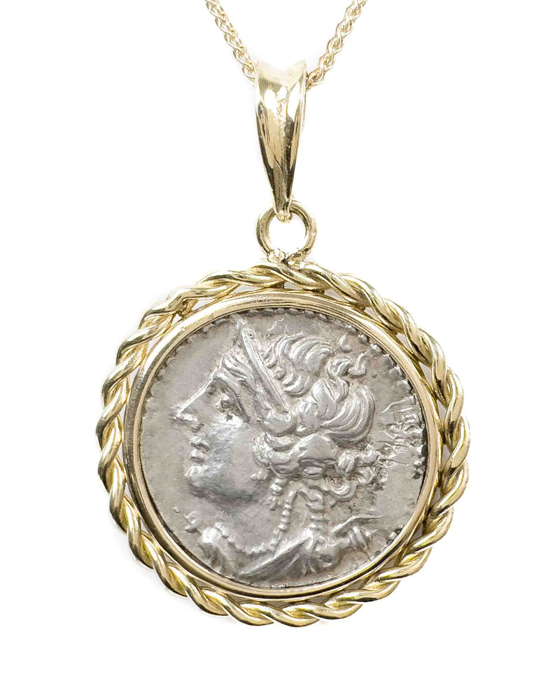 14k Gold Genuine Ancient Greek Coin Necklace (Artemis; 125-90 B.C.)