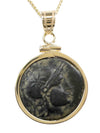 14k Gold Genuine Ancient Greek Coin Necklace (Athena/Owl; 200-133 B.C.)