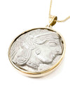 14k Gold Genuine Ancient Greek Coin Necklace (Athena Owl Tetradrachm; 454-404 B.C.)