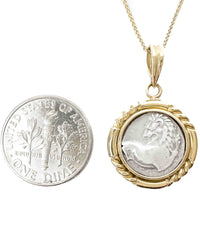 14k Gold Genuine Ancient Greek Coin Necklace (Cherronesos Lion; 386-338 B.C.)