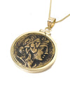 14k Gold Genuine Ancient Greek Coin Necklace (Dionysus; 120-63 B.C.)