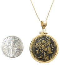 14k Gold Genuine Ancient Greek Coin Necklace (Dionysus; 120-63 B.C.)