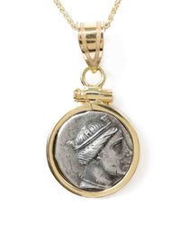 14k Gold Genuine Ancient Greek Coin Necklace (Hera; 300-125 B.C.)