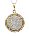 14k Gold Genuine Ancient Roman Coin Necklace (Hercules; 112-111 B.C.)