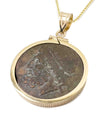 14k Gold Genuine Ancient Greek Coin Necklace (Poseidon; 275-215 B.C.)