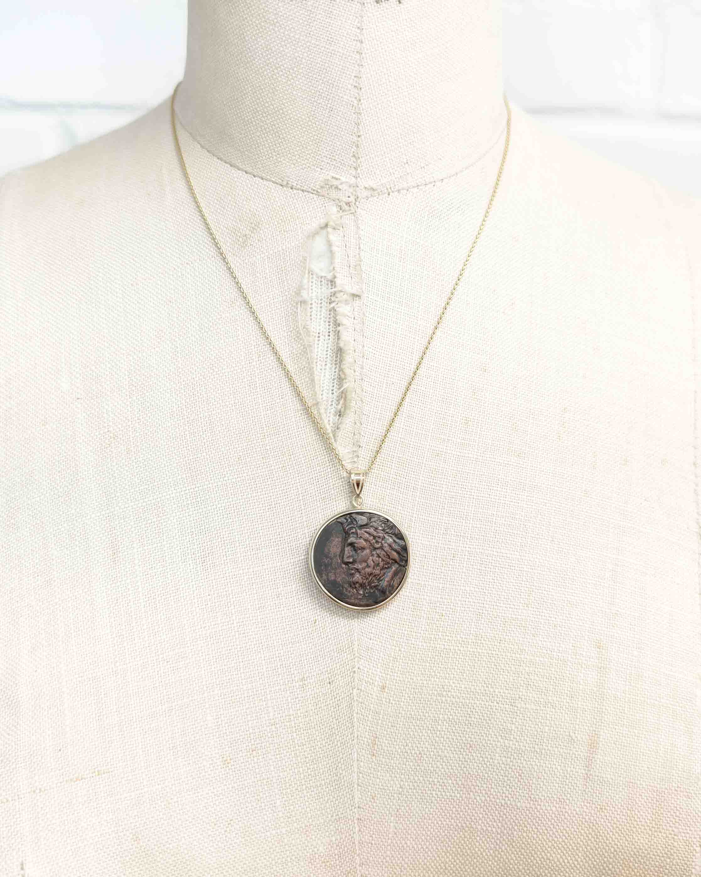 14k Gold Genuine Ancient Greek Coin Necklace (Borysthenes; 310-280 B.C.)