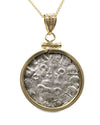 14k Gold Genuine Ancient Crusades Coin Necklace (Matilda of Hainaut; 1316-1321 A.D.)