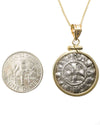 14k Gold Genuine Ancient Crusades Coin Necklace (Matilda of Hainaut; 1316-1321 A.D.)
