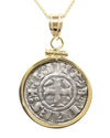 14k Gold Genuine Ancient Crusades Coin Necklace (1287-1308 A.D.)