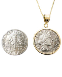 14k Gold Genuine Ancient Roman Coin Necklace (Anna Perenna; 82-81 B.C.)