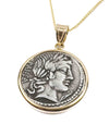 14k Gold Genuine Ancient Roman Coin Necklace (Apollo; 90 B.C.)