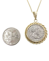 14k Gold Genuine Ancient Roman Coin Necklace (Marcus Aurelius; 168-169 A.D.)