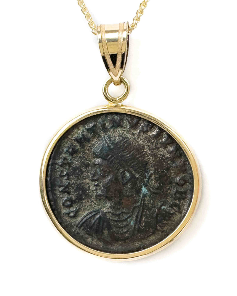 14k Genuine Ancient Roman Coin Necklace (Constantine II; 317-337 A.D.)