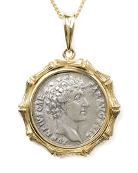 14k Genuine Ancient Roman Coin Necklace (Marcus Aurelius; 145-147 A.D.)