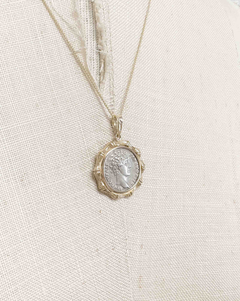 14k Genuine Ancient Roman Coin Necklace (Marcus Aurelius; 145-147 A.D.)